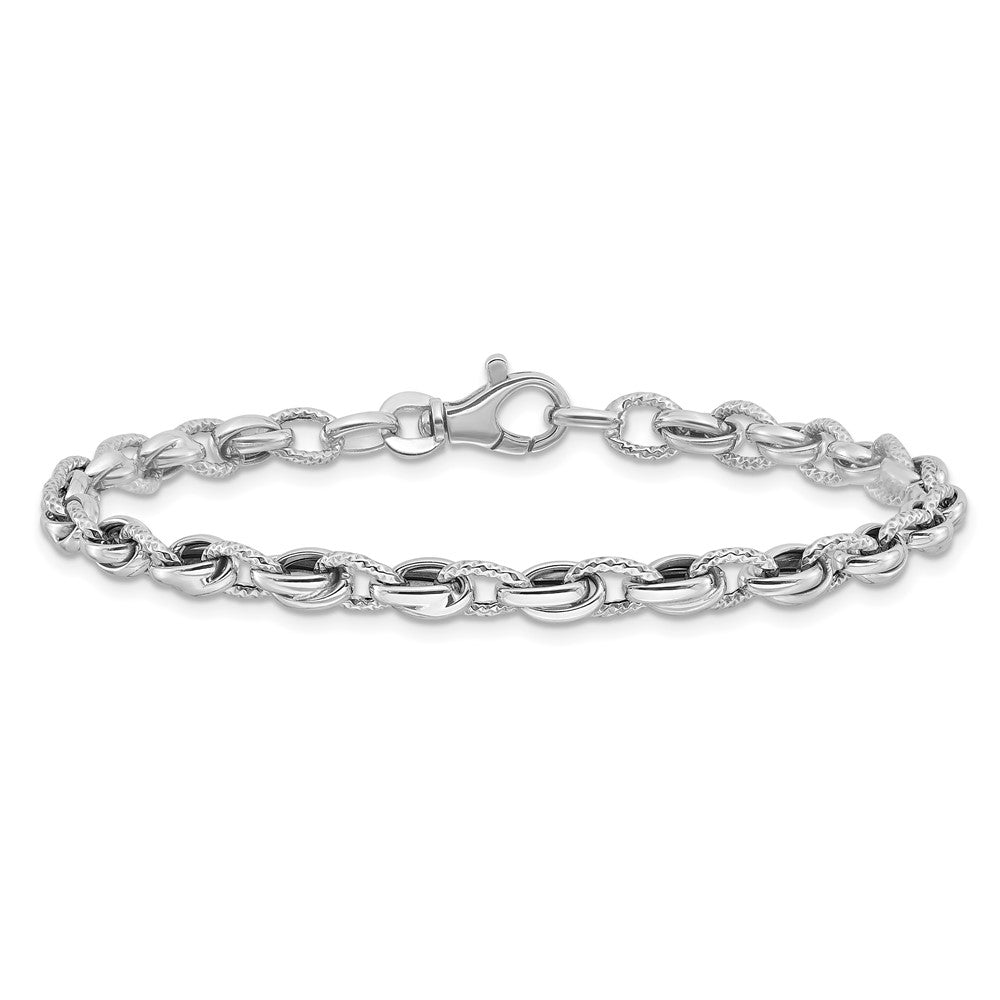 14K White Gold 7.5in Polished Fancy Link Bracelet