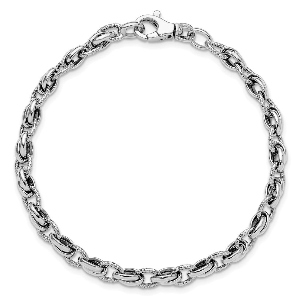 14K White Gold 7.5in Polished Fancy Link Bracelet