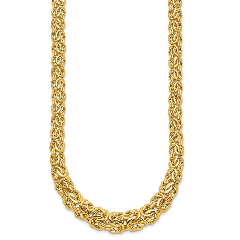 14k Fancy Graduated 7-12mm Flat Byzantine Necklace