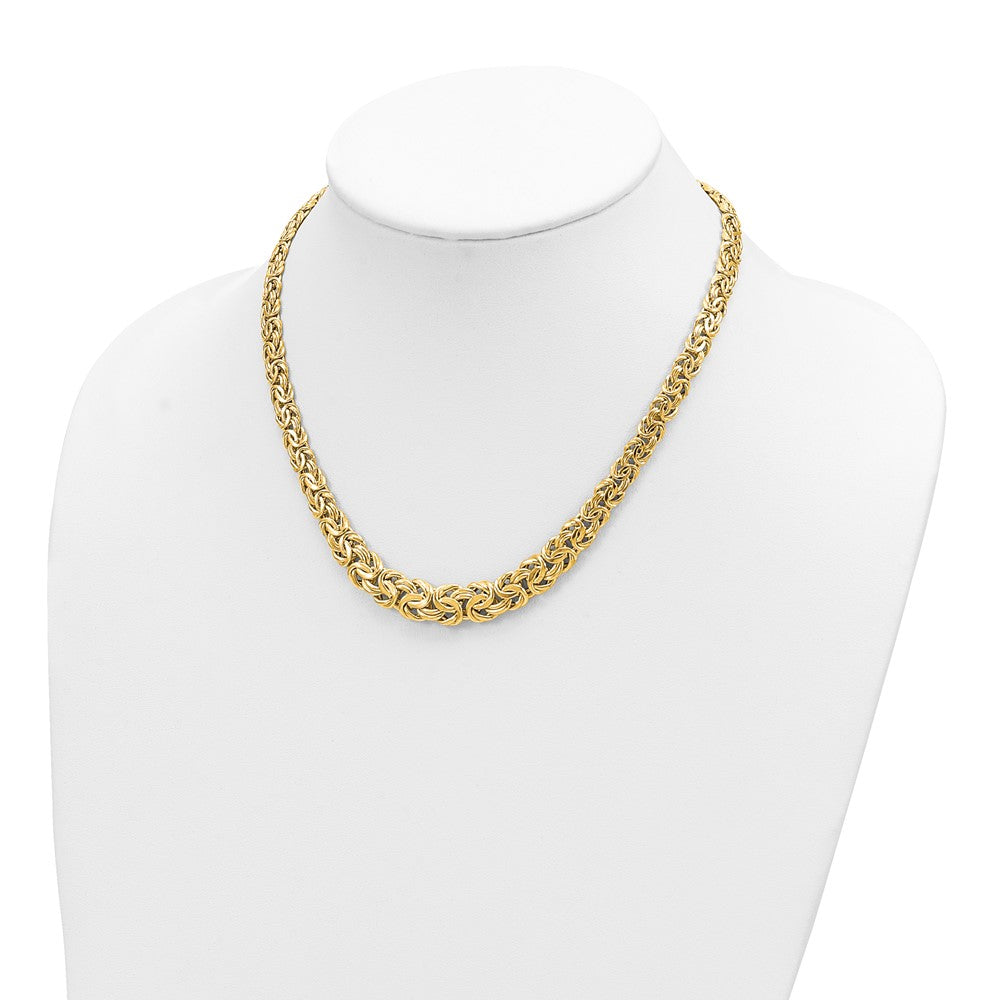 14k Fancy Graduated 7-12mm Flat Byzantine Necklace