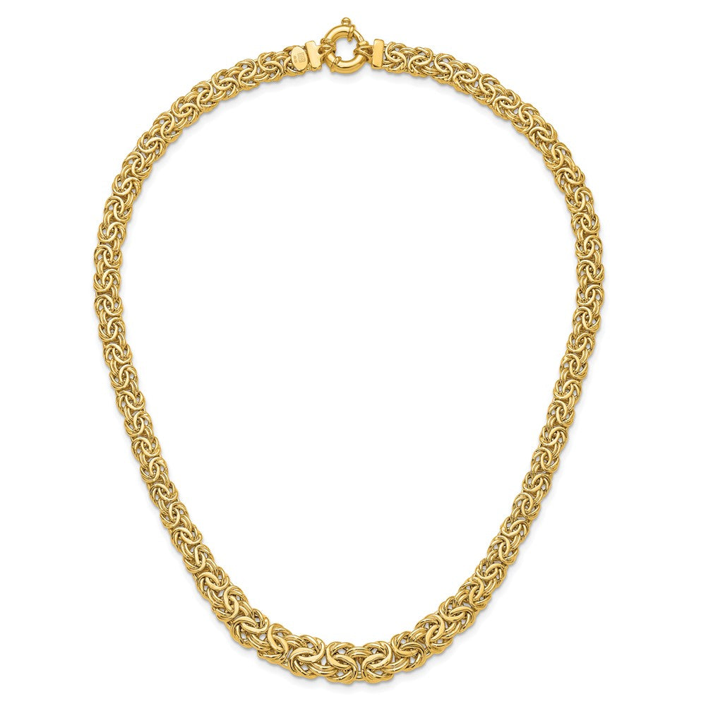 14k Fancy Graduated 7-12mm Flat Byzantine Necklace