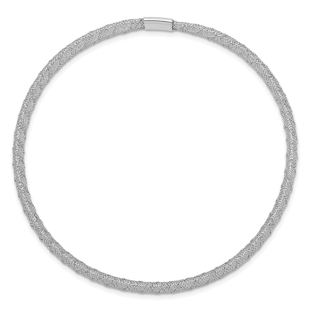 14k with White Rhodium Plating Stretch Mesh Bracelet