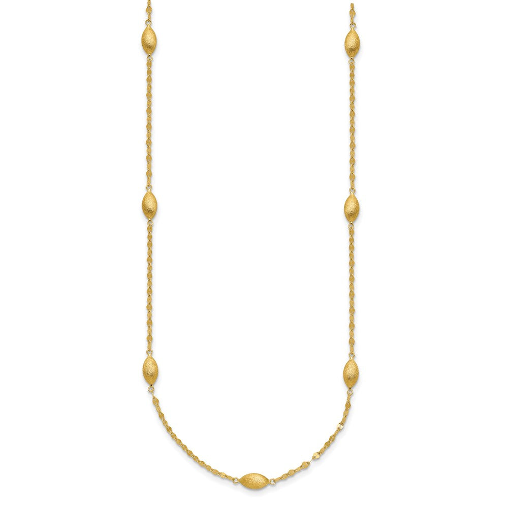 14k Diamond-cut w/Satin Oval Beads Necklace