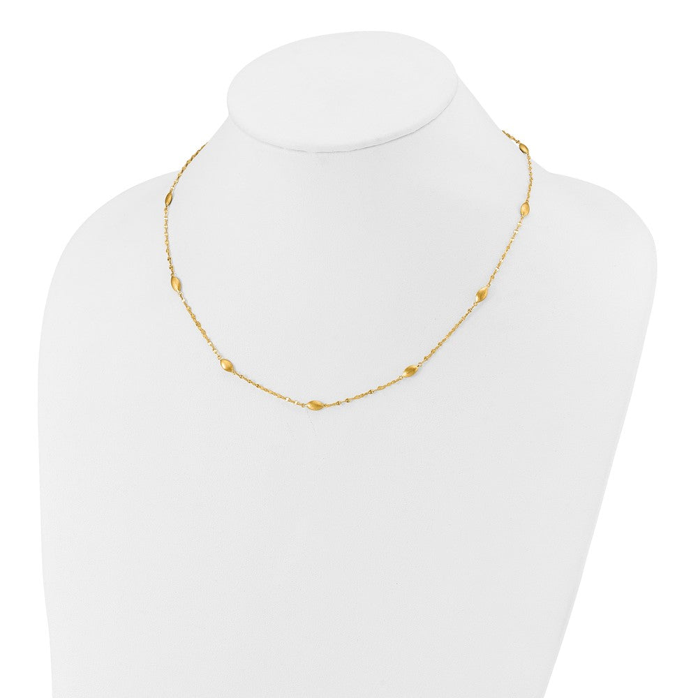 14k Diamond-cut w/Satin Oval Beads Necklace