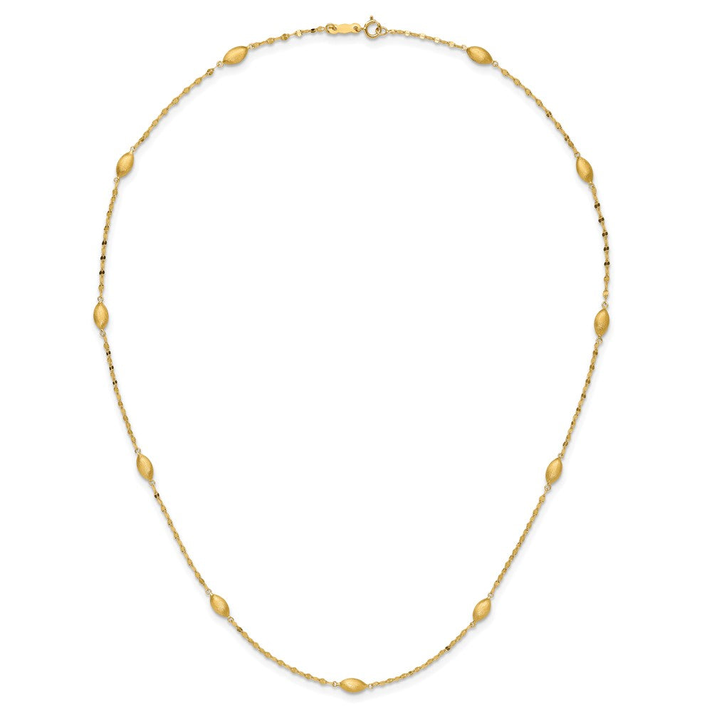 14k Diamond-cut w/Satin Oval Beads Necklace