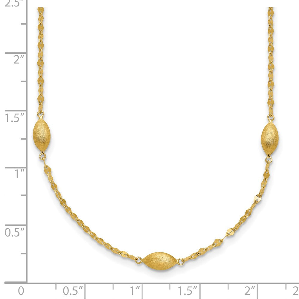 14k Diamond-cut w/Satin Oval Beads Necklace