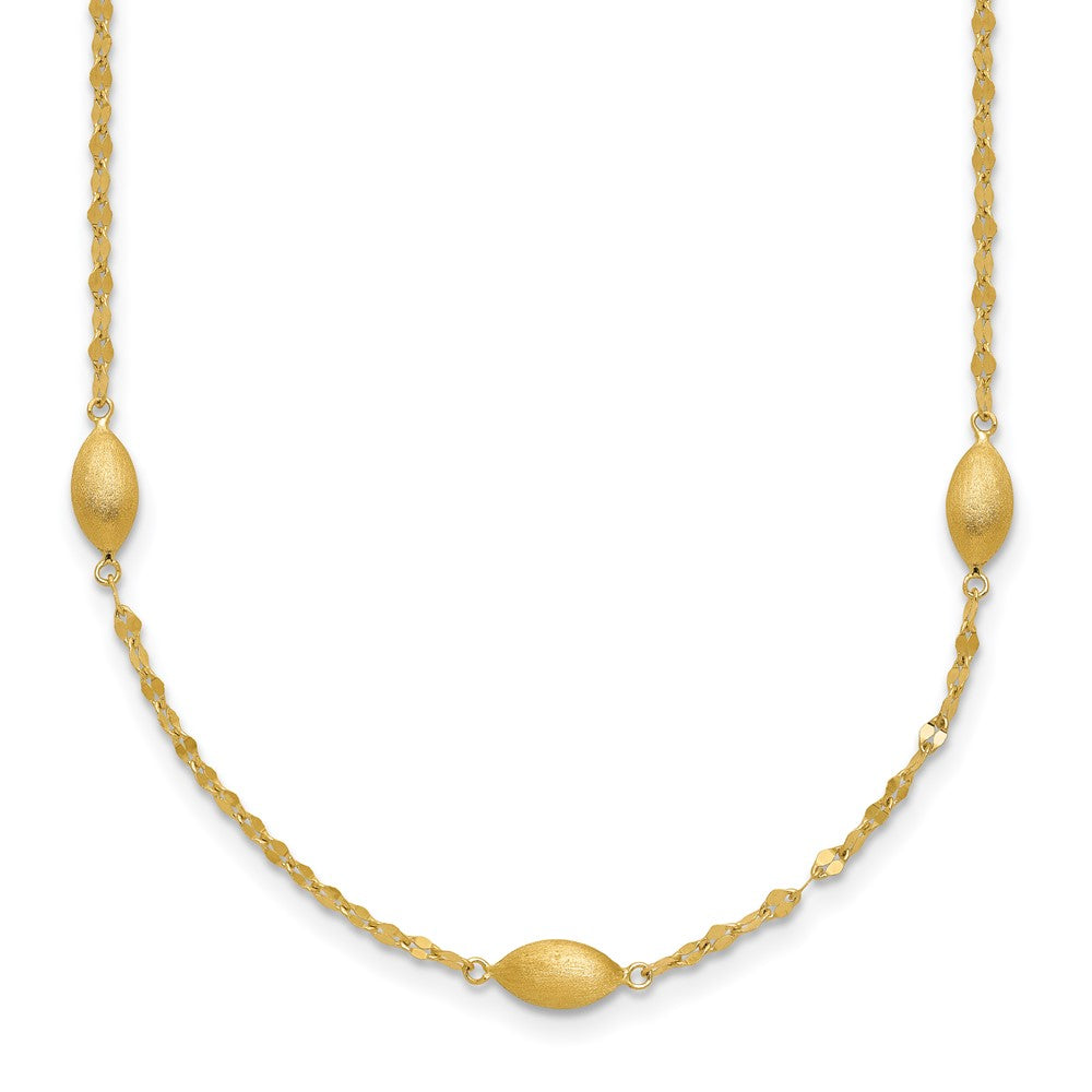 14k Diamond-cut w/Satin Oval Beads Necklace