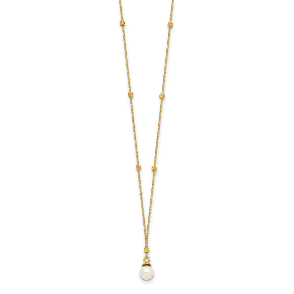 14k Beaded Chain w/5mm Freshwater Cultured Pearl Necklace