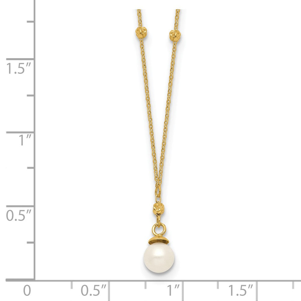 14k Beaded Chain w/5mm Freshwater Cultured Pearl Necklace