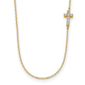 14K Small Cross CZ with 2IN EXT Necklace
