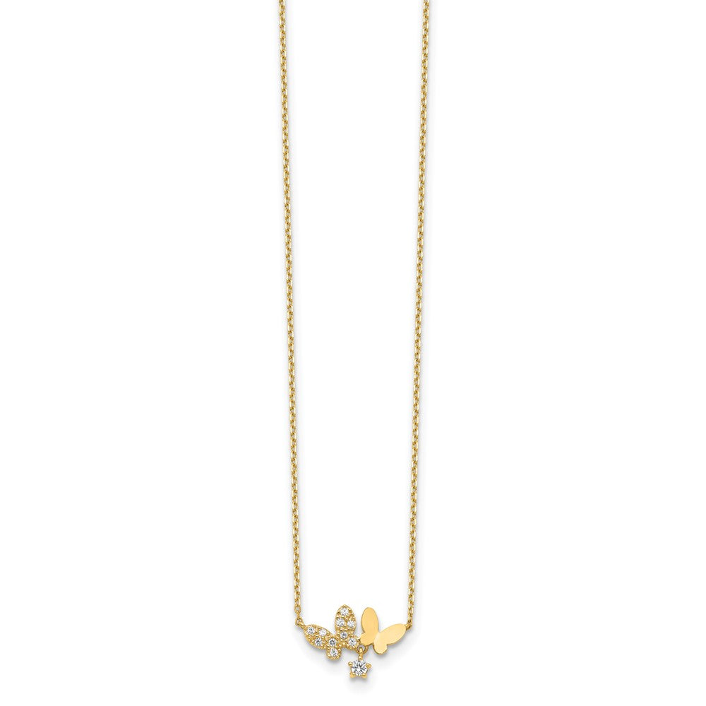 14K Butterflies CZ with 2IN EXT Necklace