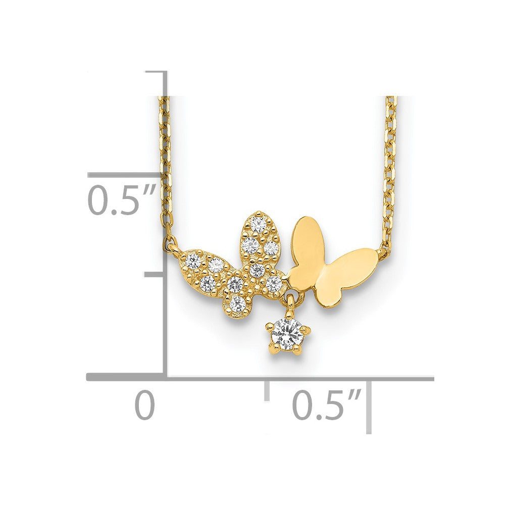 14K Butterflies CZ with 2IN EXT Necklace