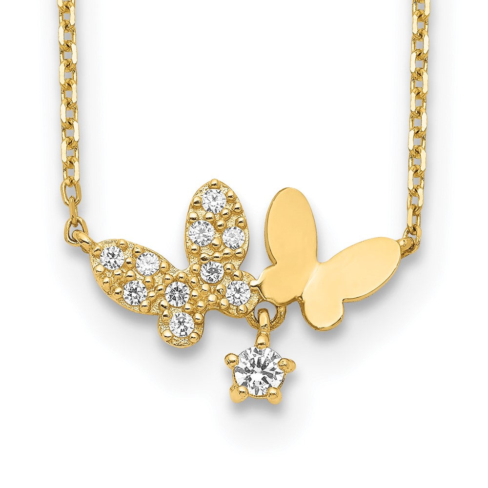 14K Butterflies CZ with 2IN EXT Necklace