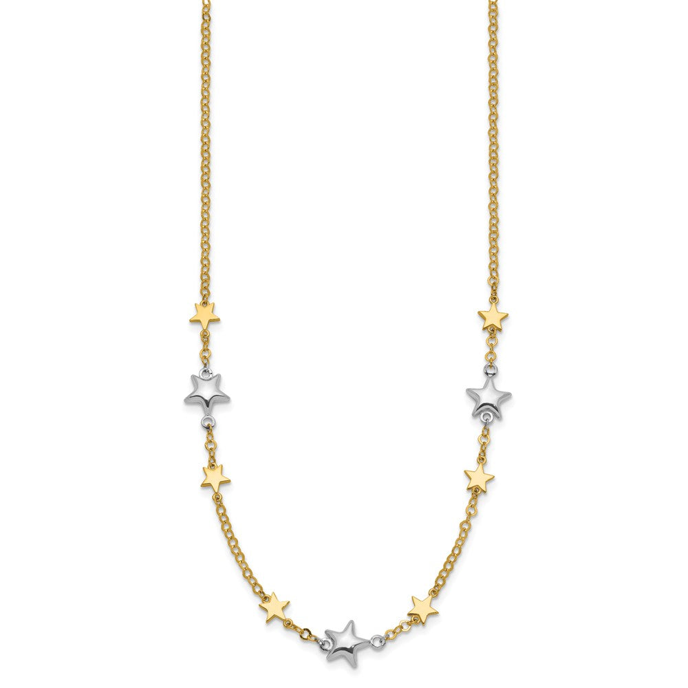 14K Two-Tone Stars w/1in ext. Necklace