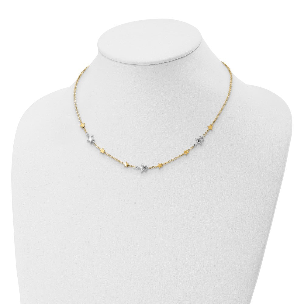 14K Two-Tone Stars w/1in ext. Necklace