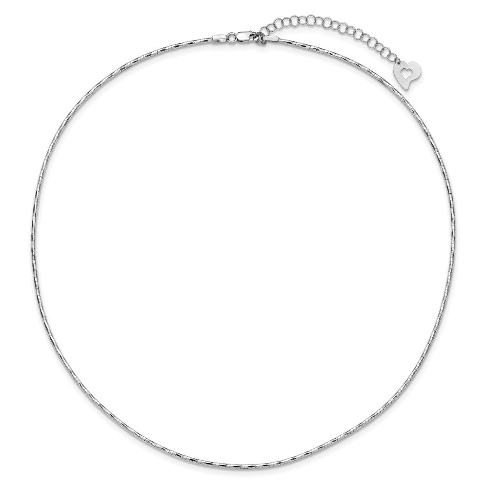 14K White Gold Polished w/2in. Ext. Round Twisted Omega Necklace