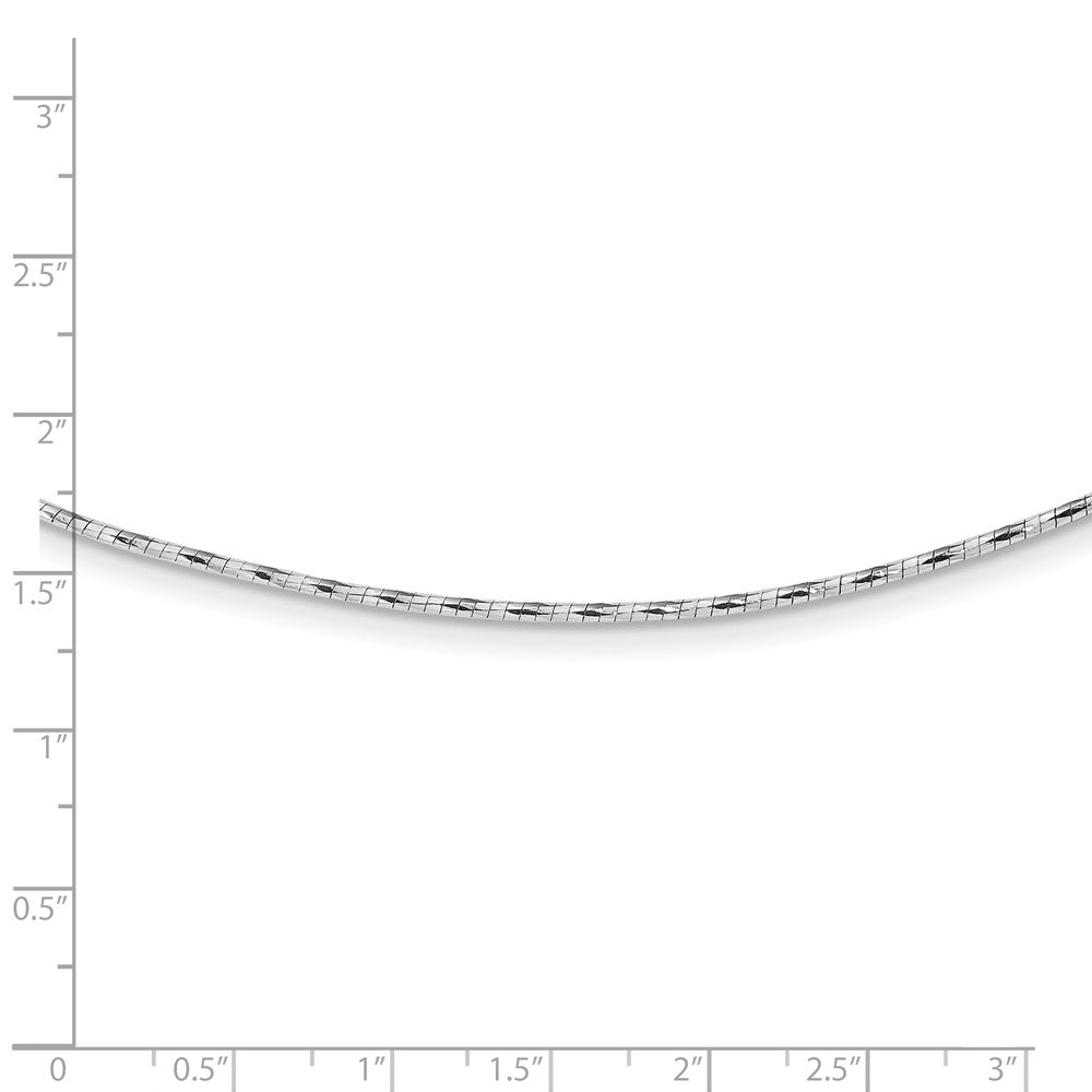 14K White Gold Polished w/2in. Ext. Round Twisted Omega Necklace