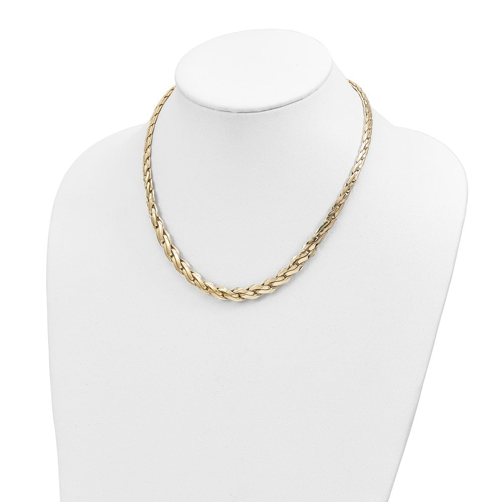 14k Polished Graduated Fancy Link Necklace