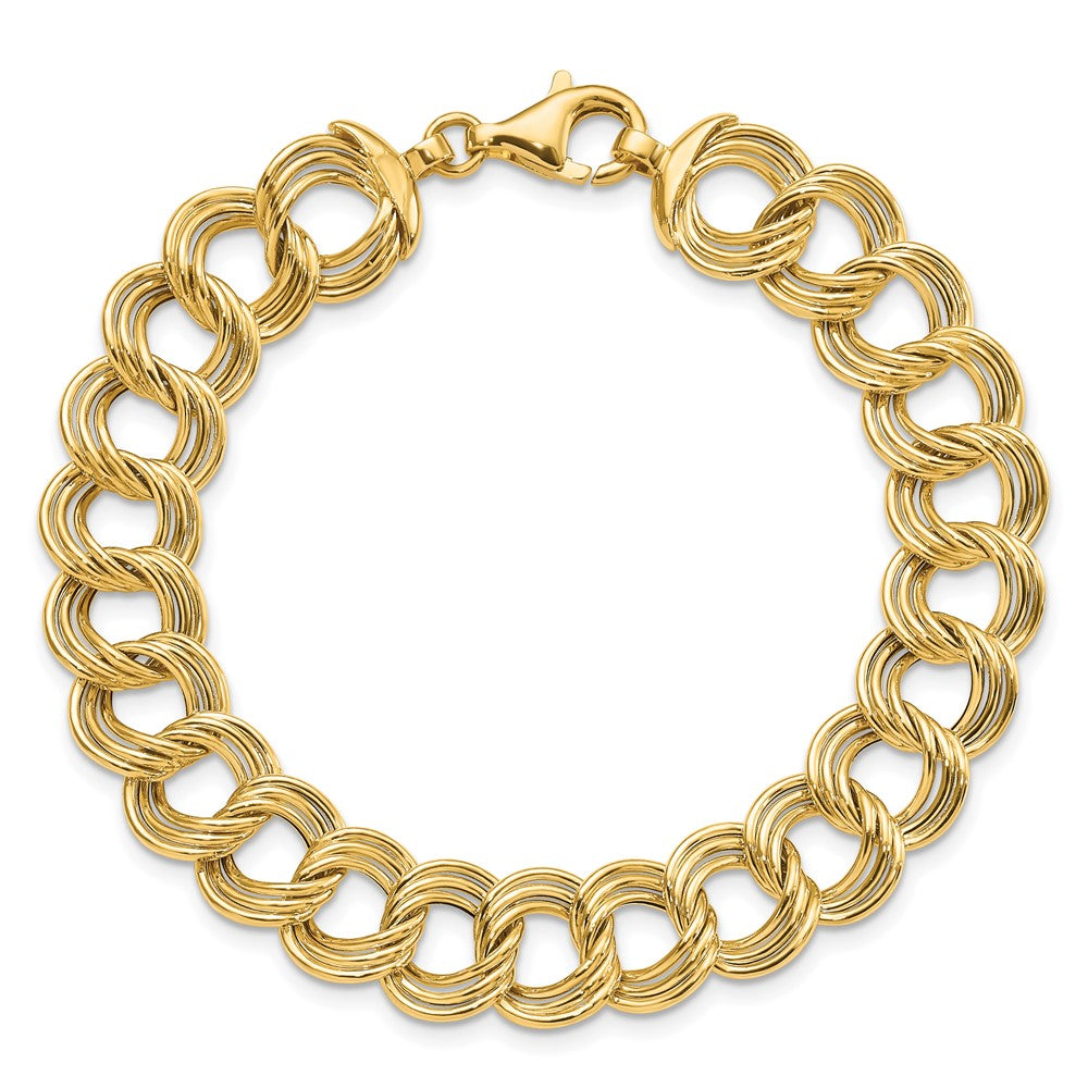 14K Polished Fancy Triple Link Bracelet