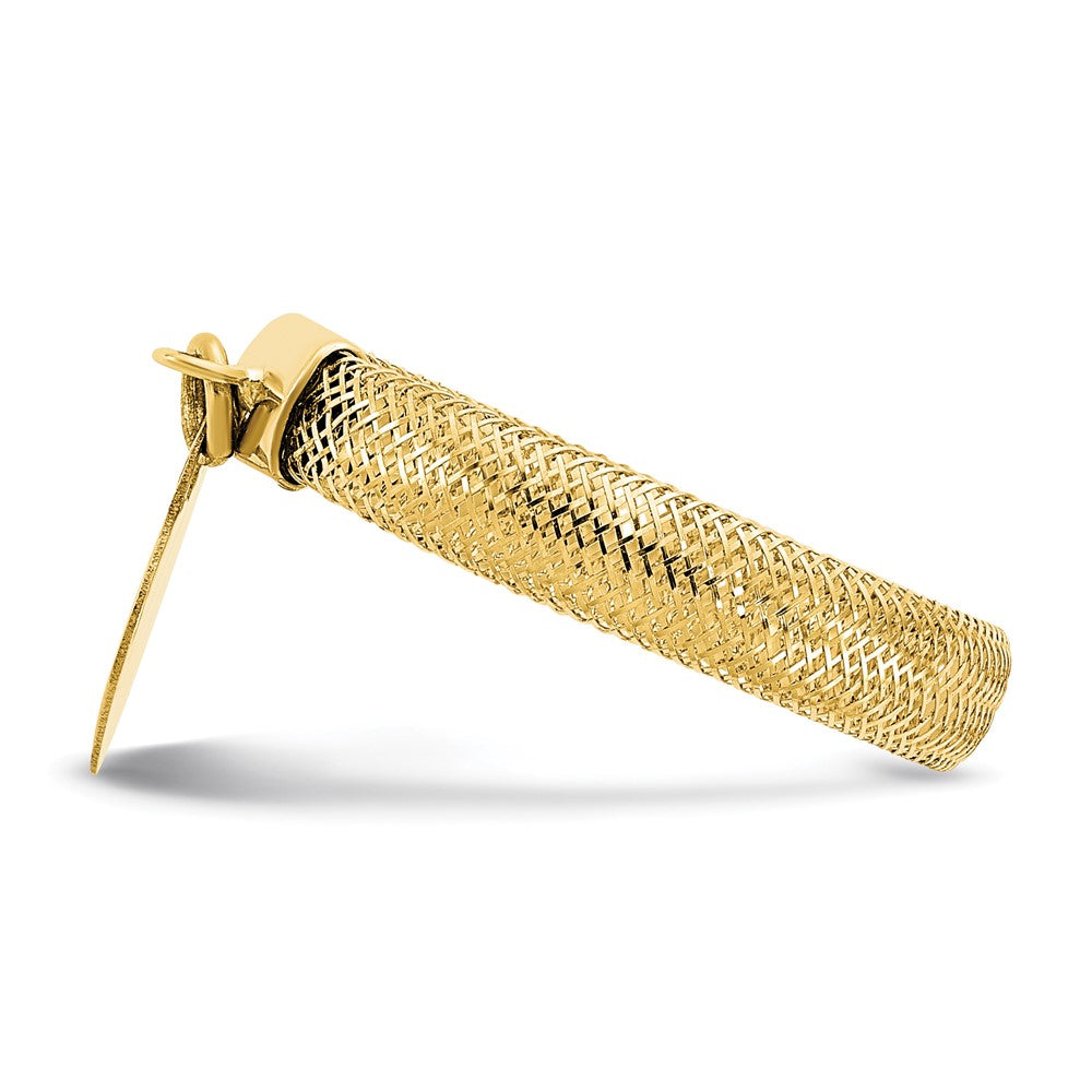 14K Gold Woven Mesh Stretch Polished Heart Charm Ring