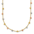 14K Tri-color Polished D/C Fancy Beaded 18in Necklace