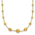 14K Polished and Textured Beaded 17in Necklace