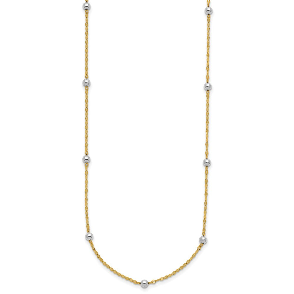 14K Two Tone Polished Bead Fancy Necklace