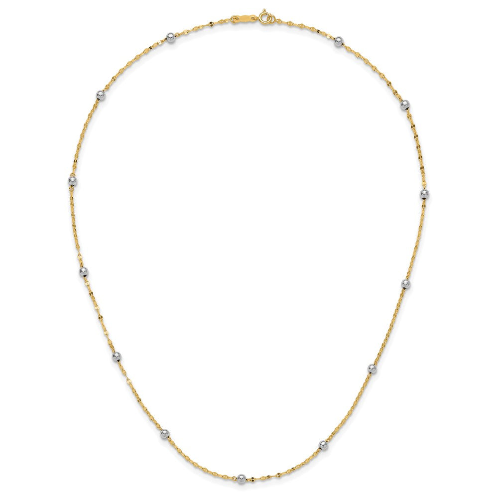 14K Two Tone Polished Bead Fancy Necklace