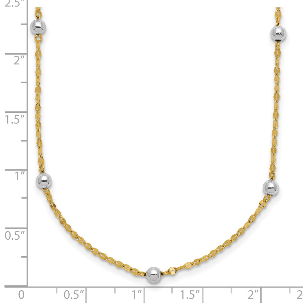 14K Two Tone Polished Bead Fancy Necklace