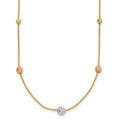 14K Tri-Color D/C Beads Beaded Chain Necklace