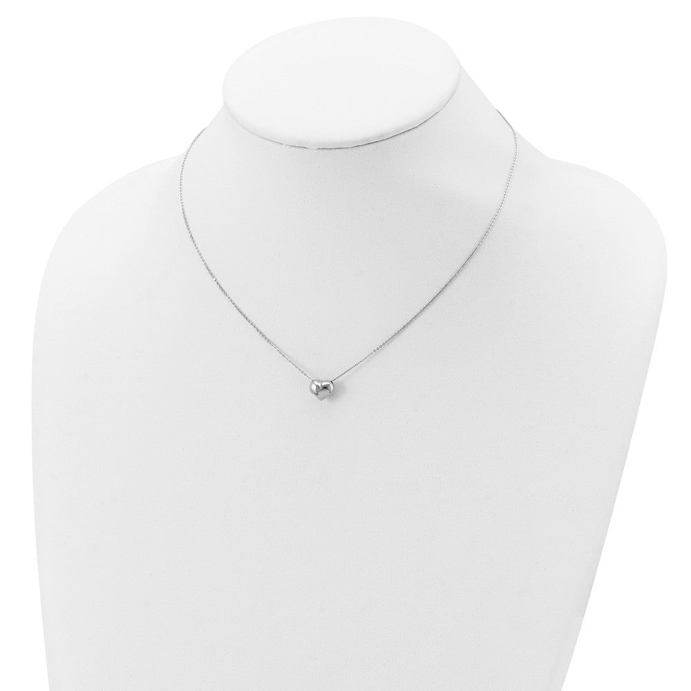14k White Gold Polished Puffed Heart 16.5in Necklace
