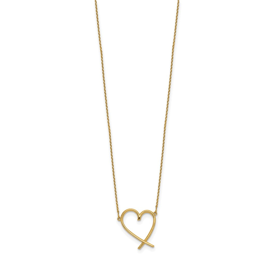 14K Polished Open Heart w/2 in ext. Necklace
