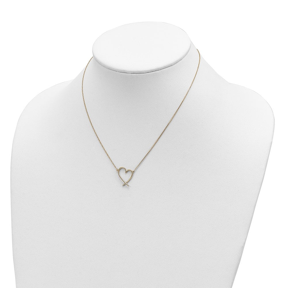14K Polished Open Heart w/2 in ext. Necklace