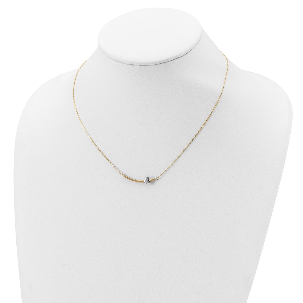 14k Two-tone Heart Bar 18 inch Necklace