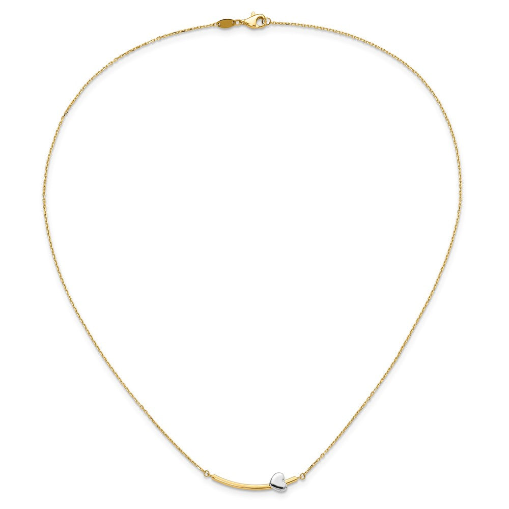 14k Two-tone Heart Bar 18 inch Necklace