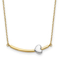 14k Two-tone Heart Bar 18 inch Necklace