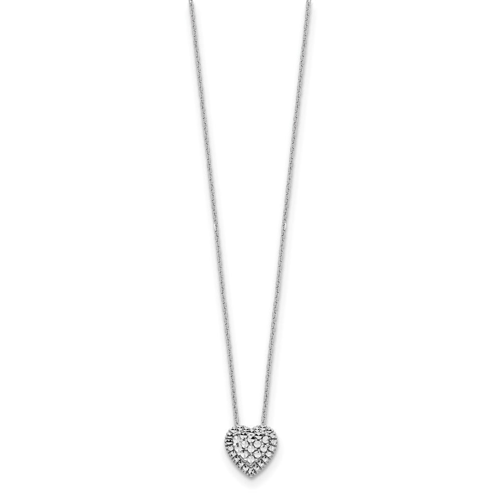 14k White Gold Diamond-cut Heart Slide Necklace