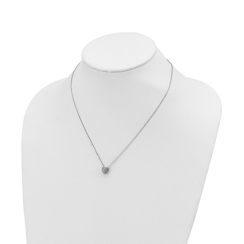 14k White Gold Diamond-cut Heart Slide Necklace