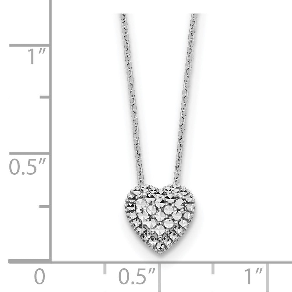 14k White Gold Diamond-cut Heart Slide Necklace