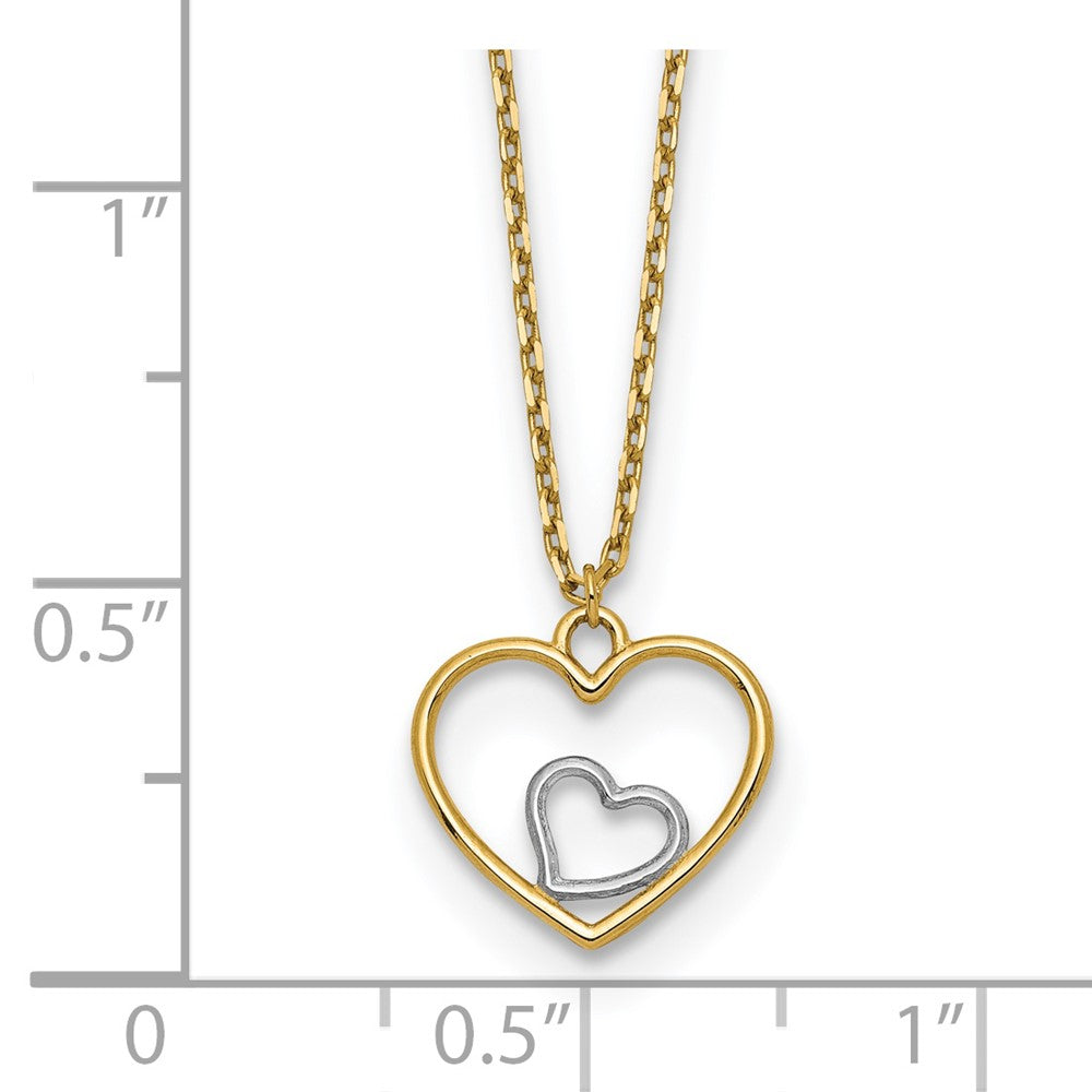 14k w/Rhodium Heart in Heart Necklace