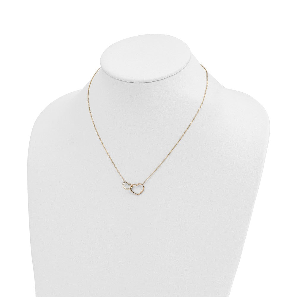 14K Polished Double Heart Necklace