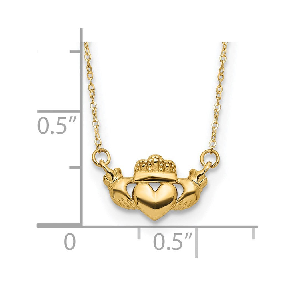 14k Polished Claddagh Necklace