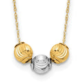 14K Two-tone Polished D/C Beads 17in Necklace