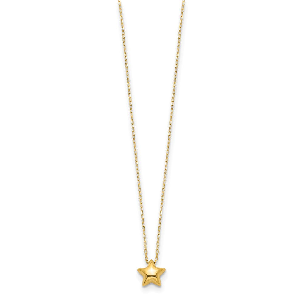 14k Polished Puffed Star 16.5in Necklace