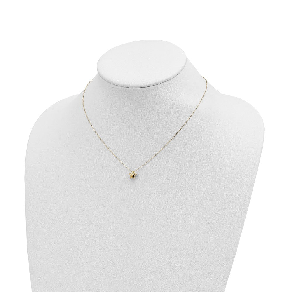 14k Polished Puffed Star 16.5in Necklace