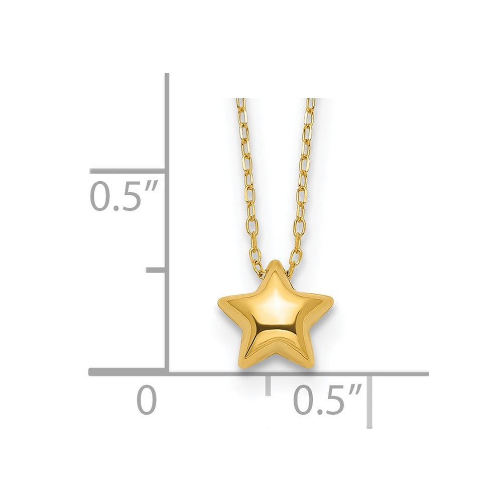 14k Polished Puffed Star 16.5in Necklace