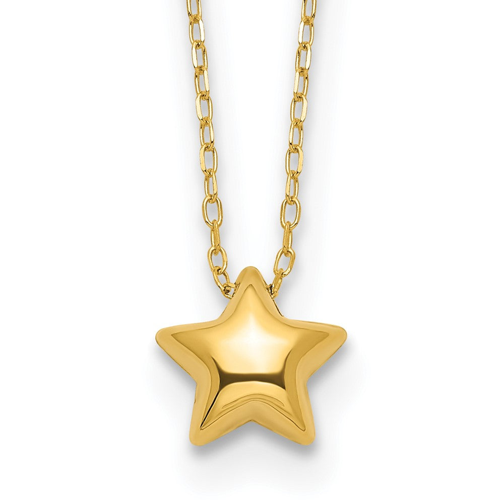 14k Polished Puffed Star 16.5in Necklace