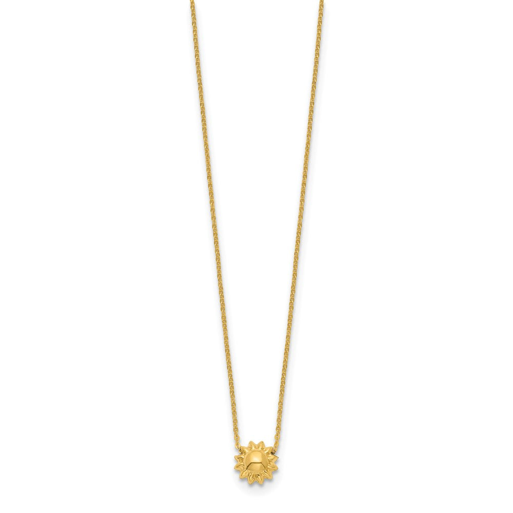14k Polished Puffed Sun 16.5in Necklace