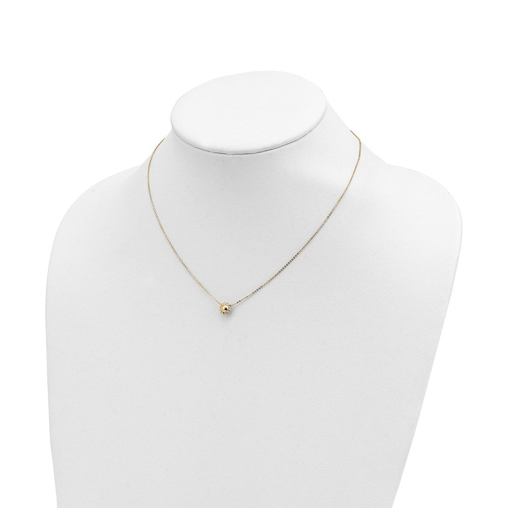 14k Polished Puffed Sun 16.5in Necklace