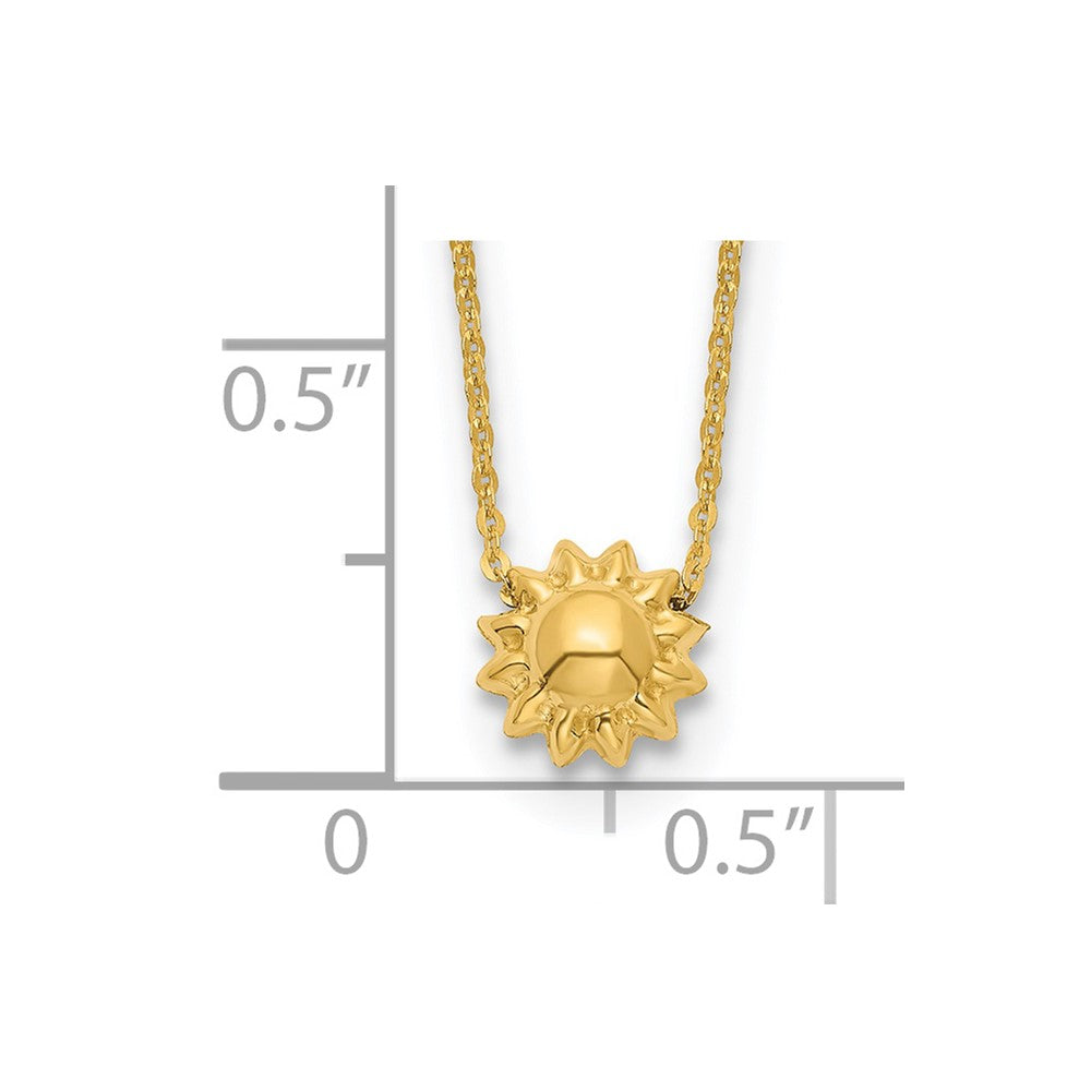 14k Polished Puffed Sun 16.5in Necklace